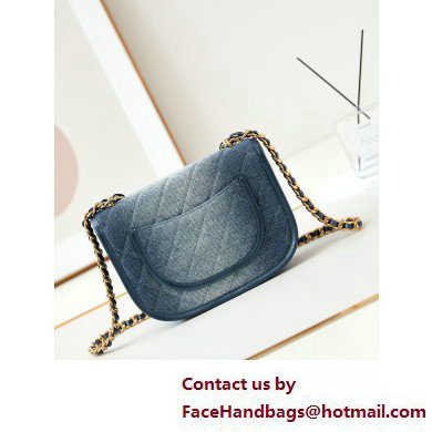 Chanel Washed Denim  &  Gold-Tone Metal Messenger Bag AS4845 Blue 2025